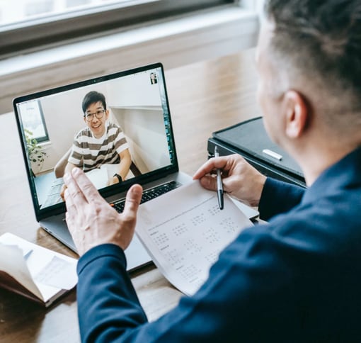 Two men in a video call