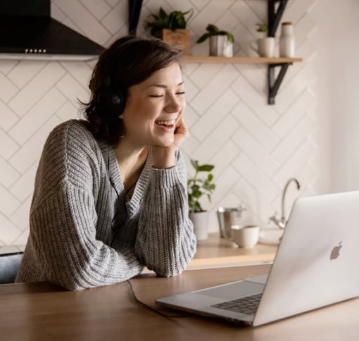 Woman working on laptop